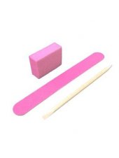 Одноразовый набор для маникюра 120/120, цвет розовый (пилка, мини баф, апельсиновая палочка)  , Kodi